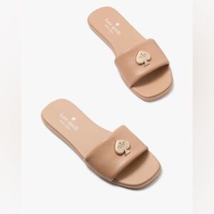 NEW Kate Spade Kendall Smooth Leather Slide Sandal 8 Brown Tan Chestnut KK669